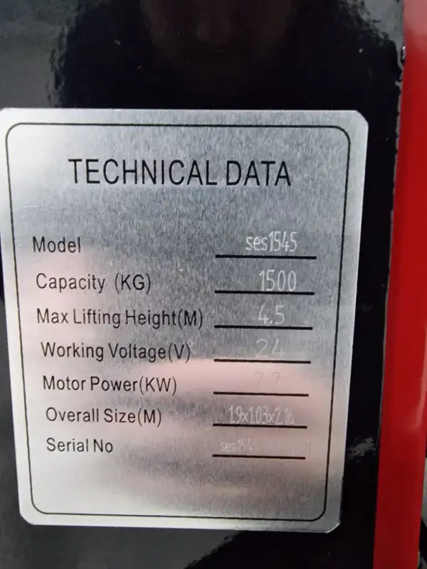 Premium Električni Staker SES 1545 2026. godište - Slika 4